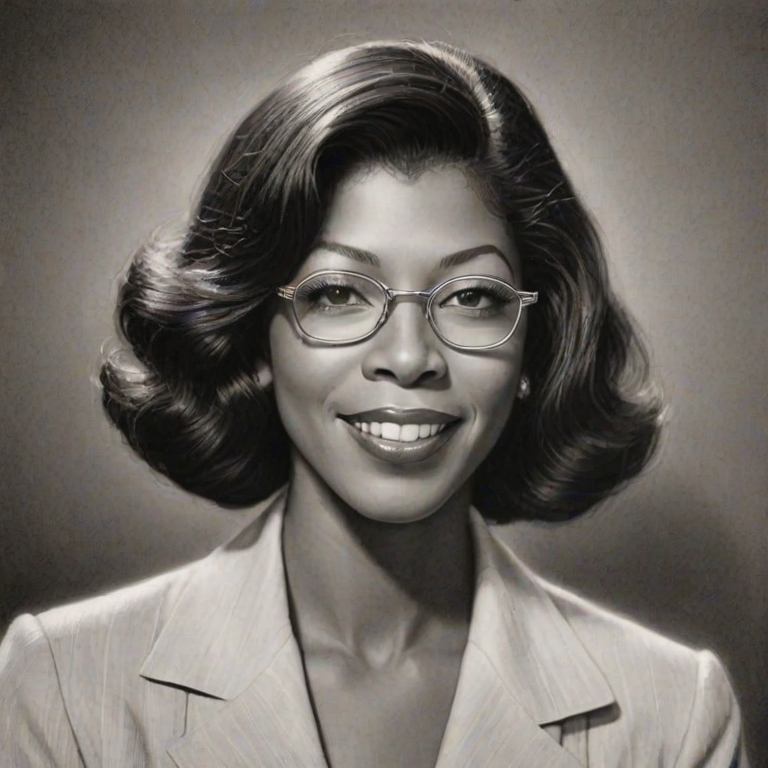 Radiant Natalie Cole, pencil sketch, portrait of Sublime woman 1929s in glasses, hair style beatnik, outline, clear lines, fine lines, 8k