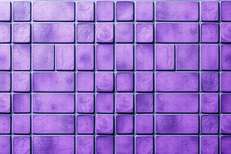 generate a high-resolution image of a grid pattern with square tiles, each tile featuring a textured purple surface, neutral lighting, camera type DSLR, camera settings aperture f/8, ISO 100, shutter speed 1/125, focus on the entire grid, top-down view, soft shadows for depth