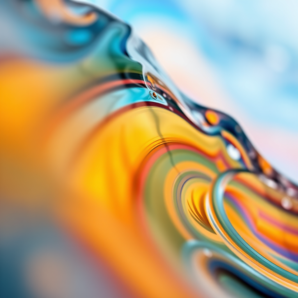 abstract colorful wave patterns, high saturation, 50mm lens, f/1.8 aperture, ISO 100, shot in natural light, macro style photography, soft focus effect
