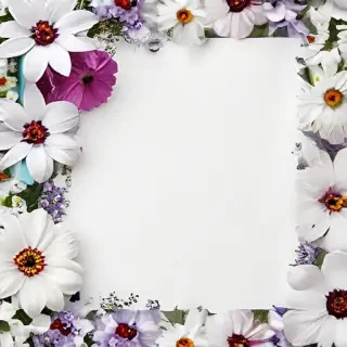 white background with flowers