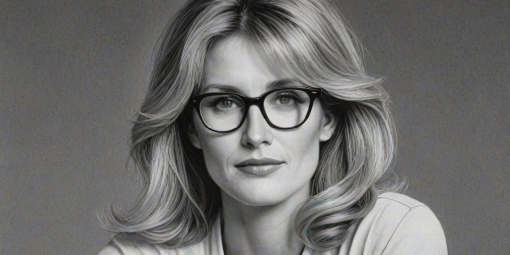 Exquisite Laura Dern, pencil sketch, portrait of Ravishing woman 1963s in glasses, hair style beatnik, outline, clear lines, fine lines, 8k