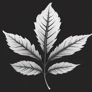 clipart leaf black and white