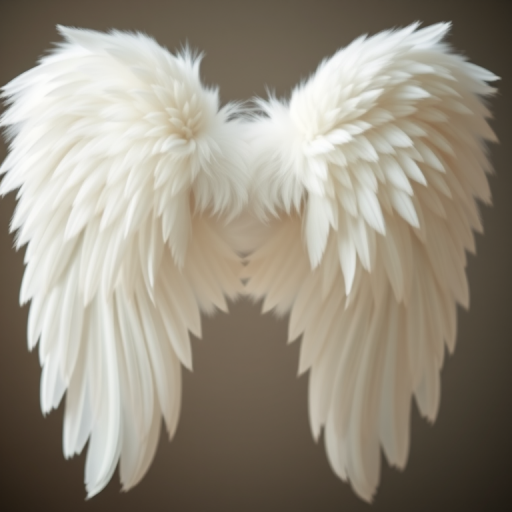 Regenerate the image of angelic white wings, captured with a 50mm lens at f/1.8, ISO 100, in a soft light setting, using a Canon DSLR camera, focused on the intricate feather details with a shallow depth of field.