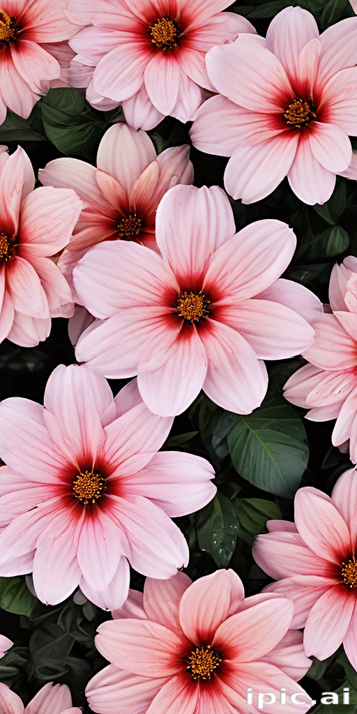 A Beautiful Display of Pink Flowers with Delicate Petals and Green Foliage