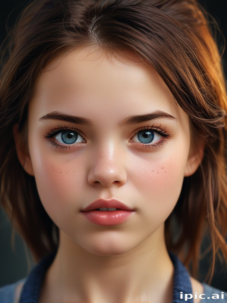 Captivating Portrait of a Young Girl with Striking Blue Eyes