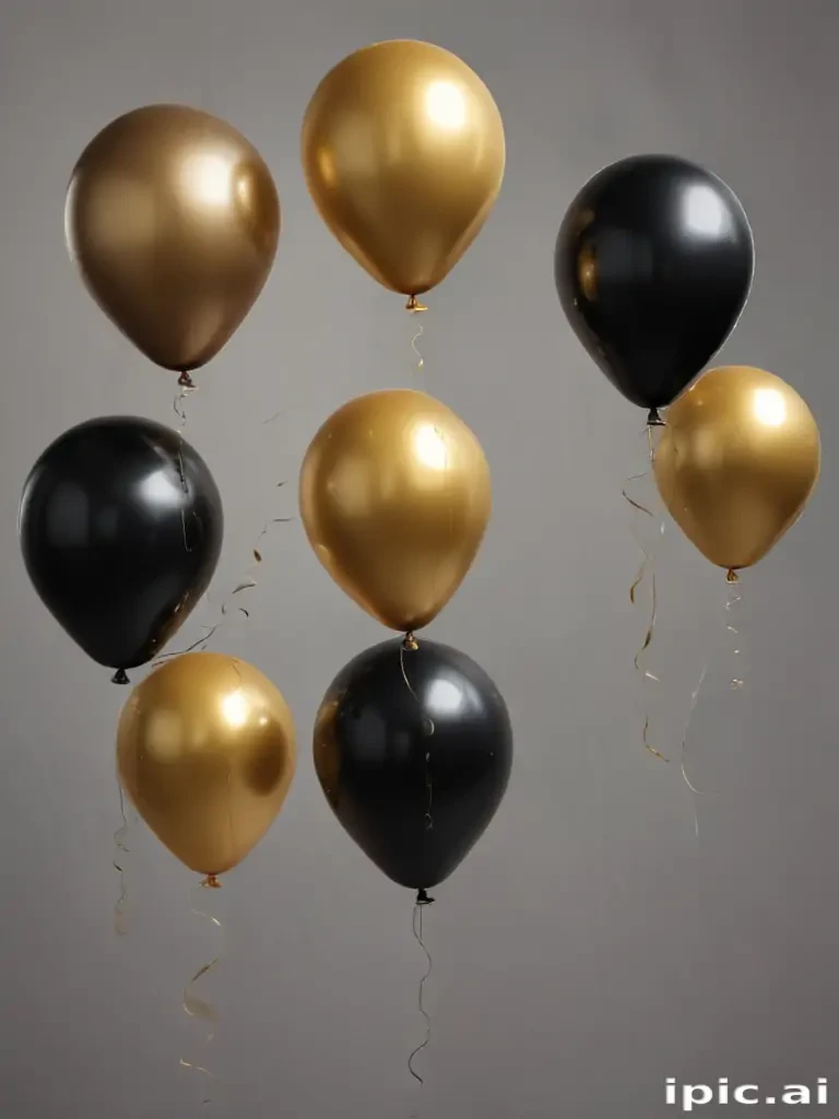 black and gold balloons png