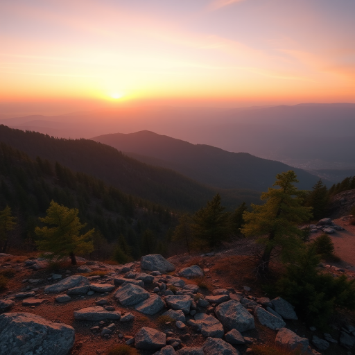 Create a high-resolution image of a serene mountain landscape during sunrise with soft pastel colors, wide-angle lens at f/11, ISO 100, shutter speed 1/60 sec, using a DSLR camera.
