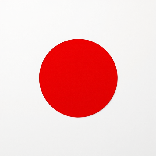 create an image of a simple red circle on a white background, using a Canon EOS R5 camera, with a 50mm lens at f/2.8, ISO 100, and a shot from a flat lay perspective to enhance clarity and color vibrancy