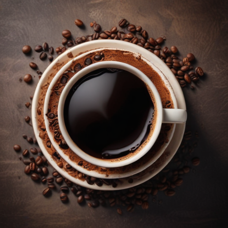 Aromatic Coffee Cup Surrounded by Freshly Roasted Coffee Beans on Dark ...