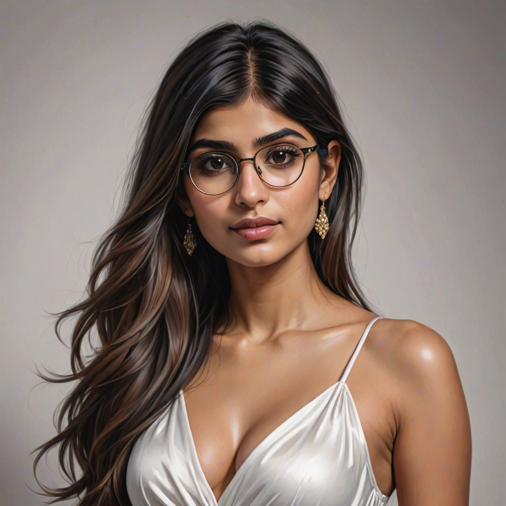 mia khalifa, digital painting,  digital illustration,  stunning girl, make up , white silk dress extreme detail,  digital art,  4k,  ultra hd