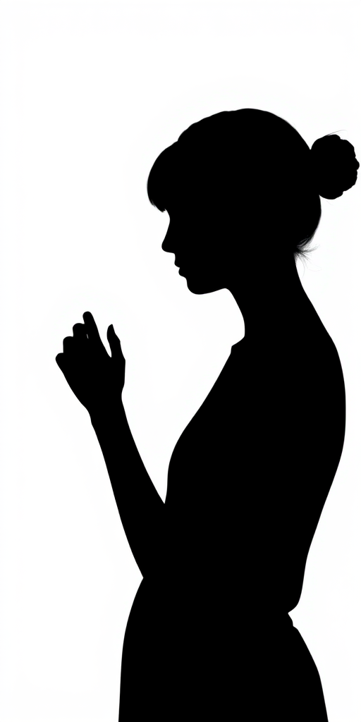 Create a high-resolution image of a minimalistic black silhouette on a white background, using a DSLR camera with a 50mm lens, aperture set at f/1.8, ISO at 100, and a shallow depth of field.