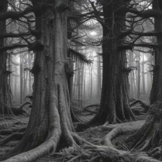 forest clipart black and white