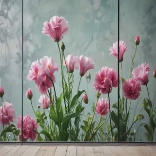 flowers behind glass wallpaper