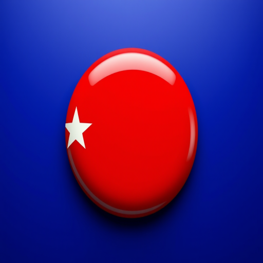 Generate an image of the Cuban flag with high contrast and vibrant colors, use a DSLR camera, aperture f/5.6, ISO 100, 24mm lens, shot from a frontal view, ensure a glossy 3D button effect with a soft shadow.
