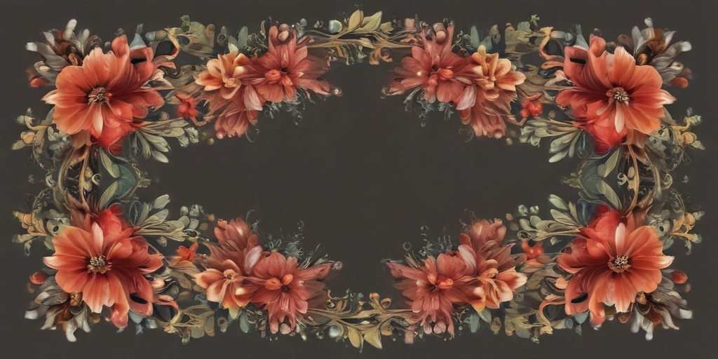 Elegant Floral Frame Featuring Vibrant Blooms and Lush Greenery Design