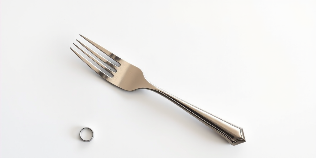 Create a high-resolution image of a knife and fork crossed on a clean white background using a DSLR camera with a 50mm lens at f/2.8, ISO 100, and a soft natural light source.
