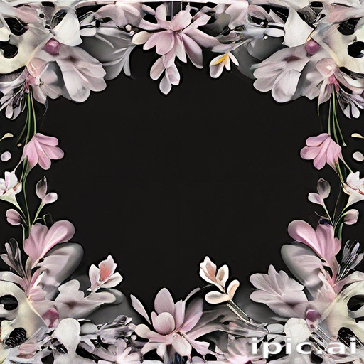 Elegant Floral Frame with Soft Pink Flowers on a Dark Background