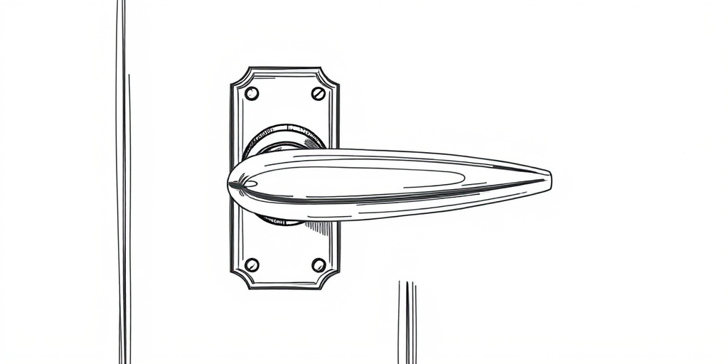 Regenerate a high-resolution illustration of a door handle with a vertical plate, using a digital drawing style, captured with a Canon EOS R5 camera, 50mm lens, f/2.8 aperture, ISO 100, natural lighting, centered view, and focusing on sharp details and smooth edges.