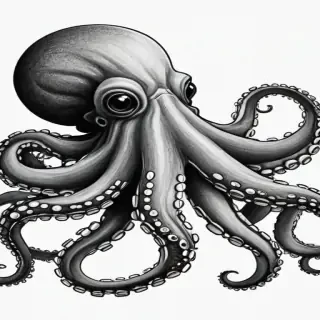 octopus clipart black and white