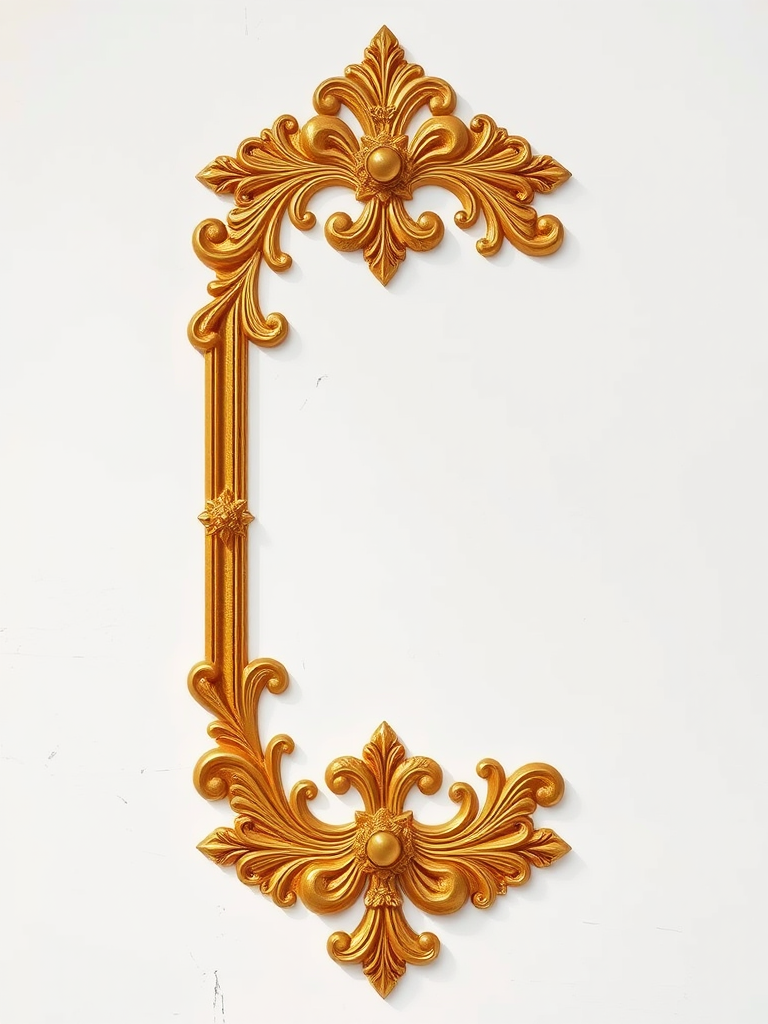 Create a high-resolution image of an ornate golden floral corner design on a white background, captured with a DSLR camera at f/4 aperture, 50mm lens, 1/200s shutter speed, using natural lighting to enhance detail and texture.