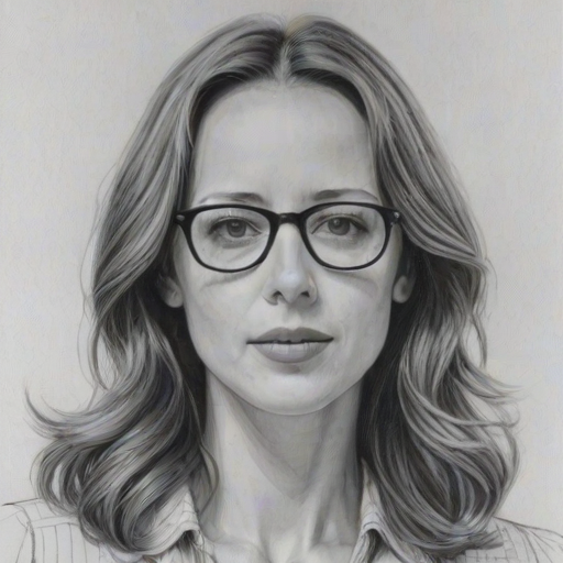 Alluring Amy Acker, pencil sketch, portrait of Captivating woman 1971s in glasses, hair style beatnik, outline, clear lines, fine lines, 8k