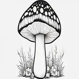 mushroom clipart black and white