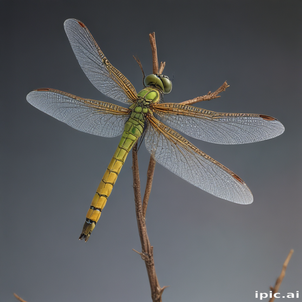 Stunning Close-Up of a Vibrant Dragonfly Perched on a Branch