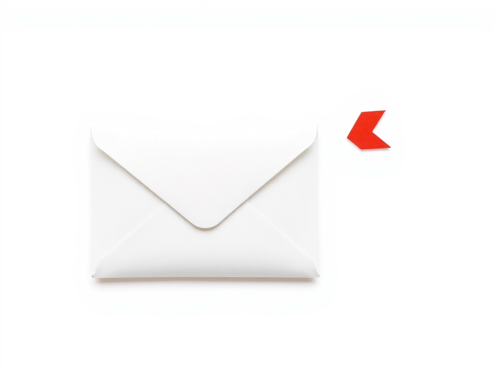 Create a high-resolution image of a stylized envelope with a dynamic arrow pointing to the right, using a Canon EOS 5D Mark IV, ISO 100, f/8, 1/200s, focal length 50mm, in bright, natural lighting, with a clean white background for enhanced clarity.