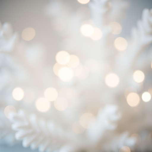 Generate an abstract image featuring soft, shimmering lights and blurred textures resembling festive decorations. Include elements that suggest a holiday atmosphere, with a focus on silver and white tones. Emphasize bokeh effects and a dreamy quality.