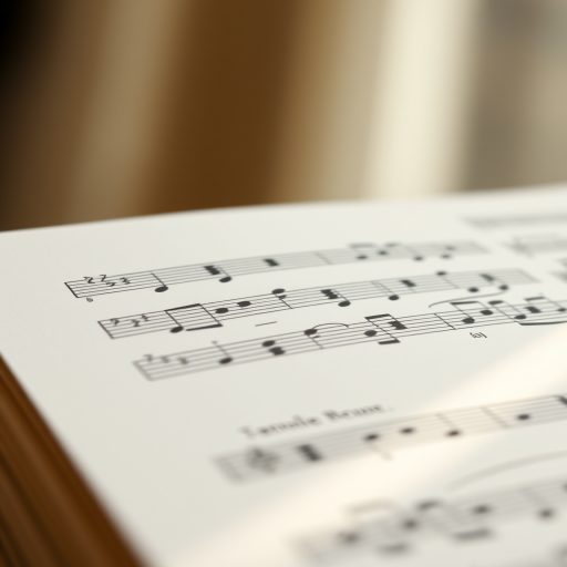 high-resolution close-up of music sheet displaying notes with soft bokeh background, 50mm lens, f/2.8 aperture, ISO 400, natural lighting, DSLR camera
