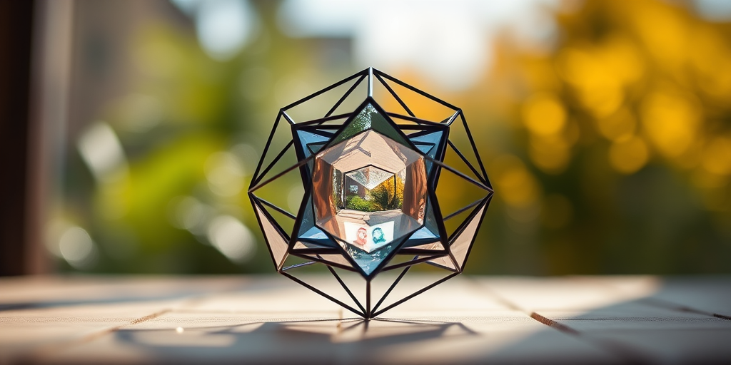 Generate an image with a clear view of a geometric shape, captured with a DSLR camera, using a 50mm lens at f/1.8, ISO 100, 1/200 sec exposure, in natural light, focused on the object with a soft blurred background for depth.