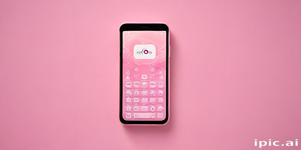 A Stylish Smartphone on a Soft Pink Background with App Icons.