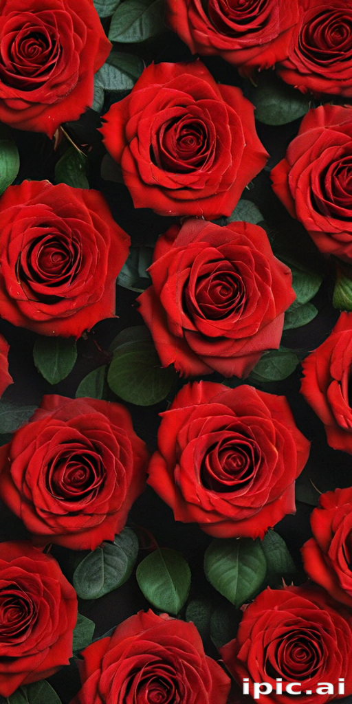 Vibrant Red Roses in Full Bloom Surrounded by Lush Green Leaves