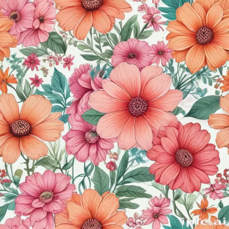 drawings of flowers with color