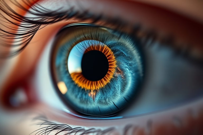 Create a hyper-realistic image of a close-up of an eye with a swirling galaxy reflected in the pupil, using a Canon EOS R5 with a 100mm f/2.8 lens, aperture set to f/2.8, shutter speed of 1/200s, ISO 100, soft lighting, and a shallow depth of field to enhance detail and vibrancy.