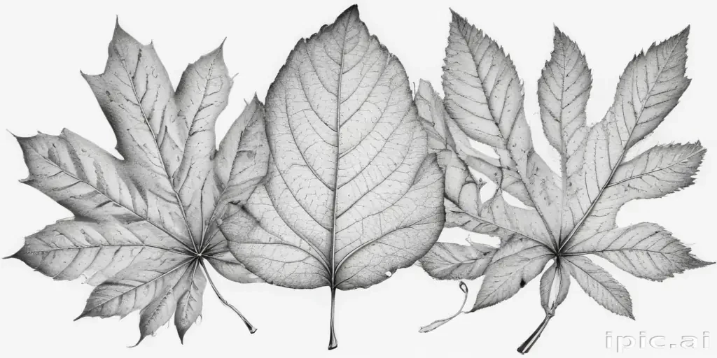 leaves clip art black and white