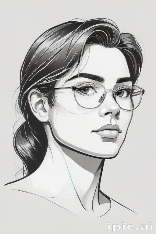 A Stylish Portrait of a Young Woman with Glasses and Elegant Hair.