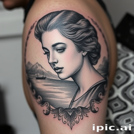 Engraving-style tattoo called "Etched Memories" mimicking the look of vintage engravings with fine lines and crosshatching to create detailed scenes or portraits, celebrated for its classical and sophisticated aesthetic
