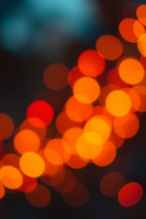 Create an abstract background of multicolored bokeh circles in warm tones of orange, yellow, and red, shot with a Canon EOS R5, 50mm lens at f/1.8, ISO 100, and a shallow depth of field for enhanced focus and clarity.