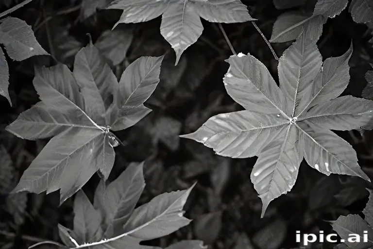 leaves black and white