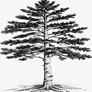 black and white pine tree clipart