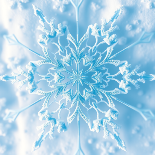 create a snowflake design with intricate geometric shapes and soft blue hues, captured with a Canon EOS R5, ISO 100, f/8, 1/200s, top-down view, macro style, high-resolution for clarity