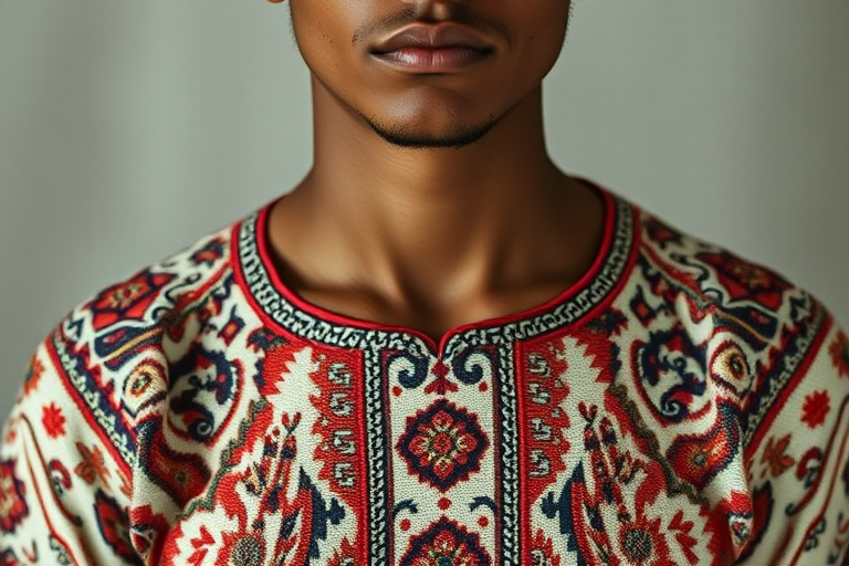 Face, shoulders, chest covered in openwork Tajik embroidery. Raw, unedited image.