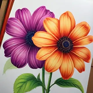 flower drawing with color