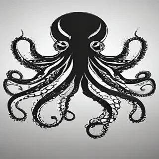octopus clipart black and white