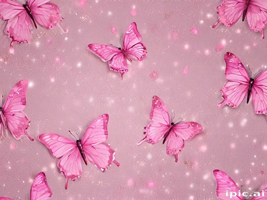 glitter pink butterfly wallpaper
