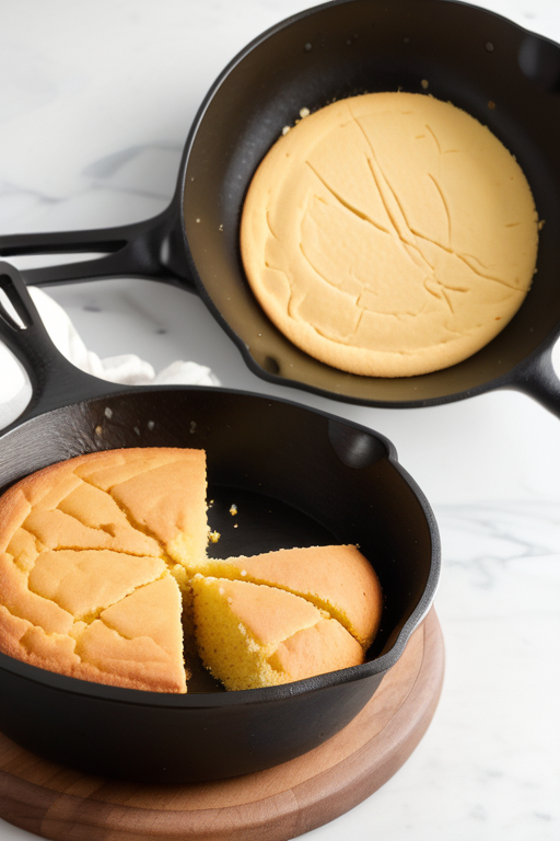 Deliciously Baked Cornbread in a Cast Iron Skillet, Freshly Sliced