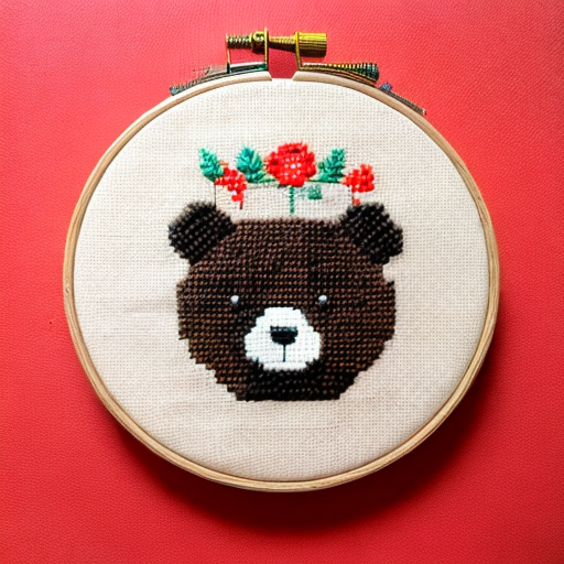 cross stitch embroidery pattern of Masha and the Bear