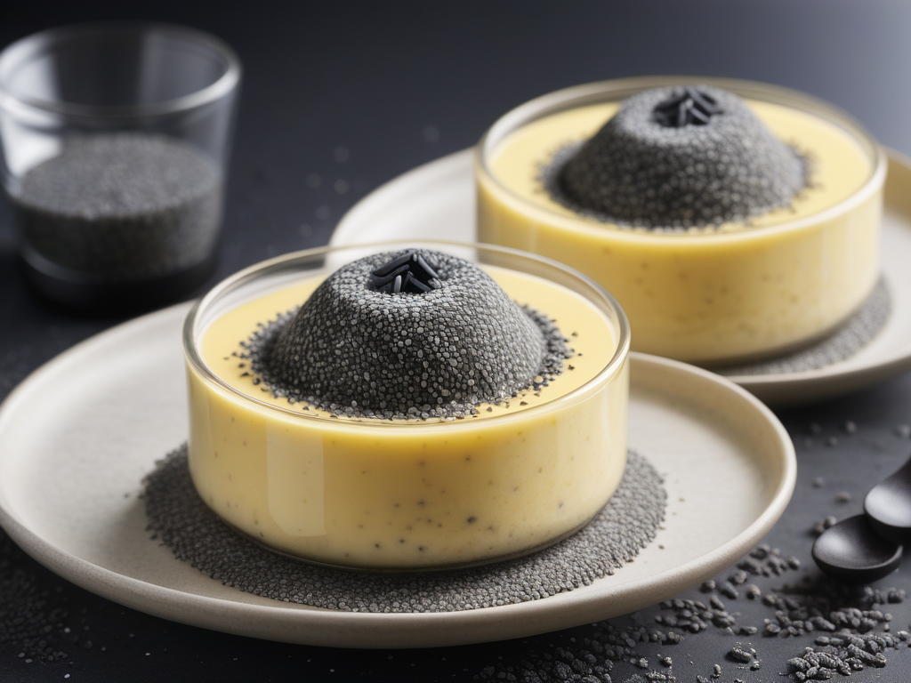 black sesame salt and custard pudding