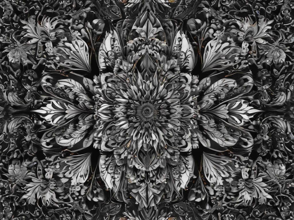 Intricate Black and White Floral Pattern with Detailed Symmetrical ...